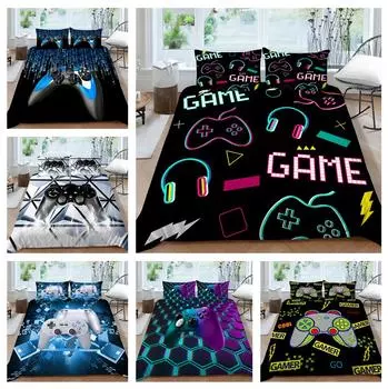 Постельные принадлежности для игрока, ткань из микрофибры, игровой автомат, пододеяльник и наволочка с принтом, подходят для домашнего украшения комнат для мальчиков и мужчин, любителей игр Baby 100x135cm