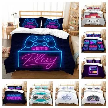 Постельные принадлежности Комплекты Дышащий футбольный дизайн 2/3шт Удобный пододеяльник Комплект Моющееся постельное белье Кровать Чемодан Наволочка Single 135x200cm