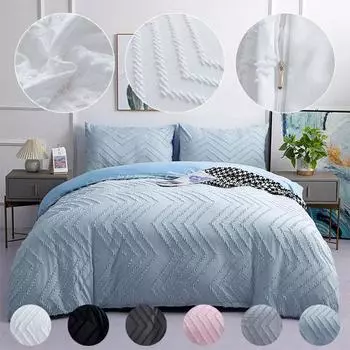 Постельные принадлежности Ремесло Срезанный цветок Простой однотонный трехсекционный пододеяльник Наволочка Набор 9 размеров Бутиковый набор 135*200cm(2pcs) светло-серый