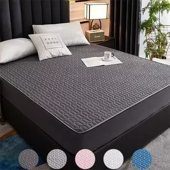 Постельные принадлежности Водонепроницаемый стеганый наматрасник Пылезащитный нескользящий дышащий защитный чехол 90x200x25cm белый