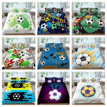 Постельный чехол Комплект Постельное белье 3D Футбол Печать Постельные принадлежности Наборы Горячая печать Прохладный полиэстер Домашний декор Дети Дышащий Мягкий Single 135x200cm