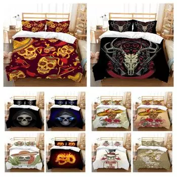 Постельный комплект Покрывало с принтом черепа Пододеяльник Модное домашнее постельное белье Улучшенный пододеяльник Детский комплект одеяла UK Single 135x200cm
