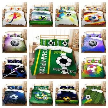 Постельный комплект с 3D футбольным принтом, наволочка, удобное одеяло, пододеяльники из микрофибры, домашнее постельное белье, студенческая кровать в общежитии UK Single 135x200cm