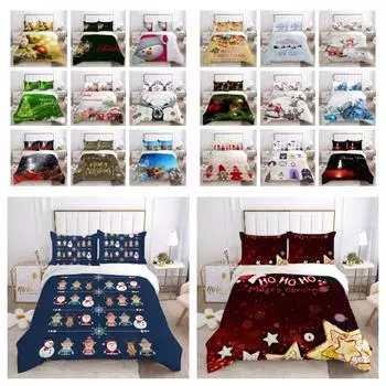 Постельный комплект с 3D принтом Merry Chrismas, мягкие покрывала из микрофибры, двойной размер, женское роскошное домашнее постельное белье UK Single 135x200cm