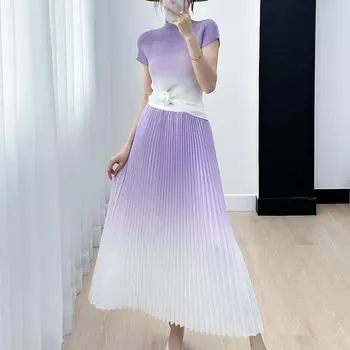 Постепенная элегантность, высокая мода, нежный и сказочный плиссированный удобный комплект для отдыха для женщин, летний новый стиль One Size синий