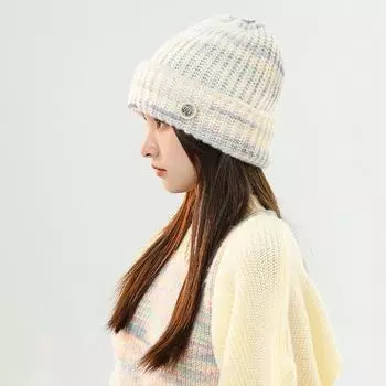 Постепенная смена полосатой вязаной шапки осенне-зимнего цвета шерстяная шапка для защиты ушей теплая большая окружность головы холодная шапка показывающая лицо маленькая 56cm-60cm