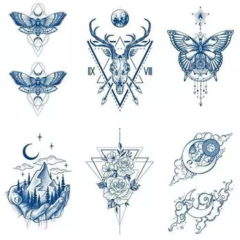 Постепенное изменение долгое время не выцветает мотылек голова оленя бабочка водонепроницаемая татуировка наклейка переводная наклейка для воды 11*18CM