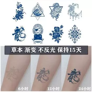 Постепенное изменение неотражающая полуперманентная травяная водная переводная имитация татуировки небольшой узор рука грудь водонепроницаемая татуировка наклейка 80*110MM