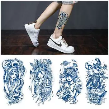 Постепенное изменение травяного сока, переводная татуировка на водной основе, которую нельзя смыть, медленно проявлять цвет, сохранять имитацию в течение 15 дней 11*18CM