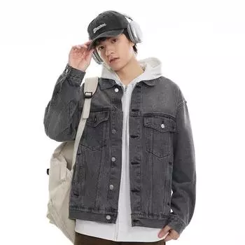 Постепенные изменения стирать джинсовая куртка мужская американская ретро пожилой Sense Ruffian красивая вышитая свободная куртка большого размера 2XL