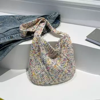 Постепенный переход цвета ретро милая вязаная сумочка женская сумка на плечо плетеная клипса шерсть осень-зима новая