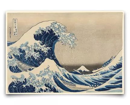 Постер для интерьера в японском стиле Большая волна у Канагавы Художественный принт Фудзи Японское искусство Цифровая печать Виды Хокусая A001 Экстра x 103 см Нет [Внутренний