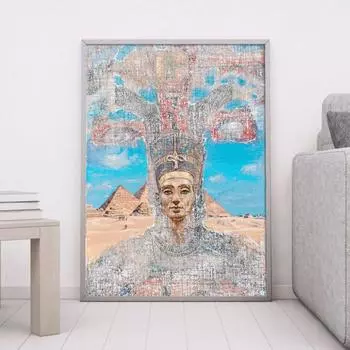 Постер «Королева Египта Нефертити» Dream Vision, настенная живопись на холсте, принты, песочно-голубые тона, картина для гостиной, домашний декор 21x30cm No Framed