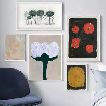 Постер на скандинавскую тему, изысканный маленький лебедь, абстрактное искусство, геометрический персонаж, холст, картина, постер на скандинавскую тему, принт для гостиной, домашний декор 21x30cm No Framed