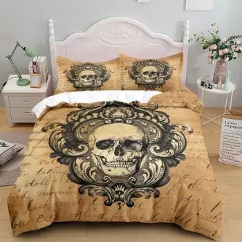 Постер с черепом Аллена По, пододеяльник, комплект постельного белья размера «king-size», «queen-size», двуспальный, полный комплект постельного белья для односпальных кроватей 150x200