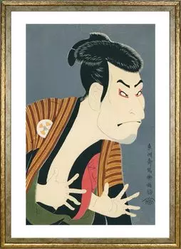 Постер Toshusai Sharaku Generation Otani Kiji no Nuke Размер А3 Интерьер Обои Живопись Художественный постер Золотая рамка Otani Kiji no Naka (Второй Эдобей)