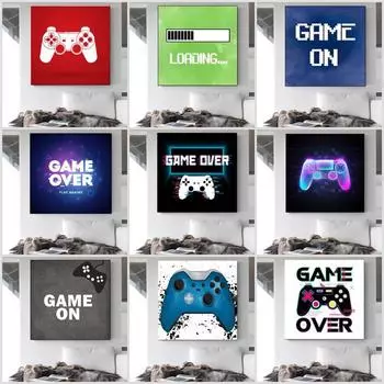Постеры для видеоигровой комнаты, абстрактная картина на холсте, забавные вечерние постеры с играми и принты, настенные художественные картинки для декора комнаты для мальчиков 20x20cm Unframed