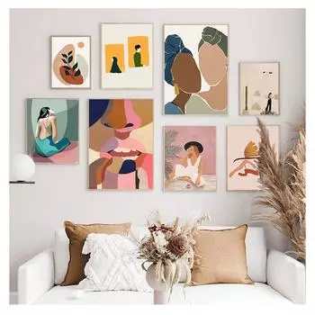 Постеры и принты на скандинавскую тему, настенная живопись на холсте, настенные панно для декора гостиной, абстрактные растения, винтажные 21cm30cm NoFrame