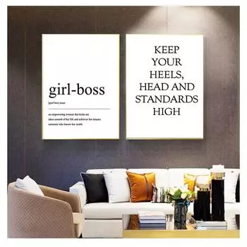 Постеры на холсте, принты с цитатами девушки-босса, черно-белые настенные картины, домашний декор для женской комнаты, Коко, модное определение, настенное искусство 21cm30cm NoFrame