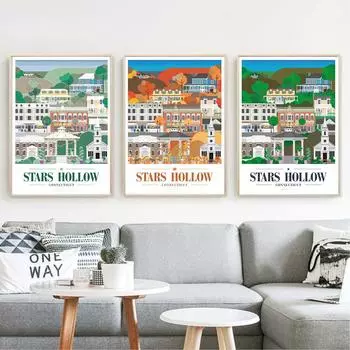 Постеры на скандинавскую тему и принты, постер со звездами, вдохновленный пейзажем, холст, картина, настенная художественная картина для гостиной, домашний декор 21cm30cm No Frame