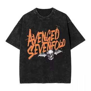 Постиранная футболка Avenged Sevenfold Хип-хоп Винтажные футболки Уличная Уличная одежда Короткий рукав Графические топы Мужчины Женщины S