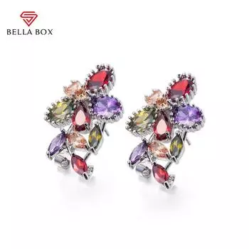 Поступление Bella Box, великолепные серьги-гвоздики с большим цветком для женщин, свадебные серьги для танцев, благородные блестящие серьги с цирконием