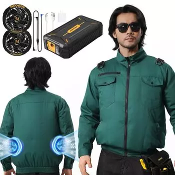 поступление летом 30 В супер высокая работа 30000 мАч 2 вентилятора длинный воздушный поток PSE низкий тепловой удар работа на открытом воздухе японский бренд [Vezuoco] [Новинка 2024, выход] темно-зеленого