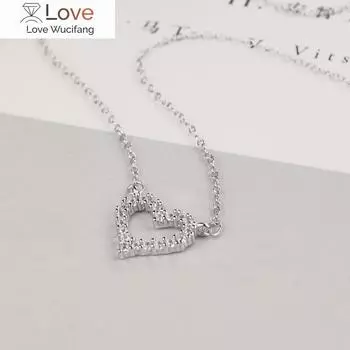 Поступление настоящего 925 стерлингового серебра хрустальные ожерелья сердца кулон чистое серебро ювелирные изделия для женщин 45cm