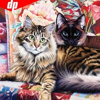 Поступление Полная круглая Алмазная мозаика Кот 5D Алмазная картина Вышивка 30x30