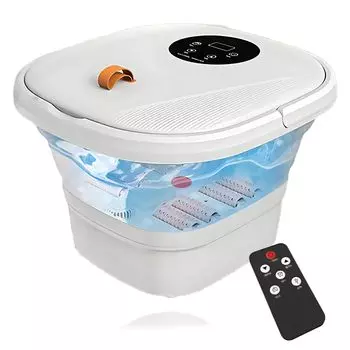 поступление в AIFOLLOW Складная ванна для ног, ванна для ног с пеной, для ног, с большой температурой, дистанционное управление, пузырьковый нагрев и бесшумное тепло 8 японских белый