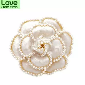 Поступление жемчужные эмалевые броши камелии для женщин элегантные цветочные булавки модные украшения пальто аксессуары белый