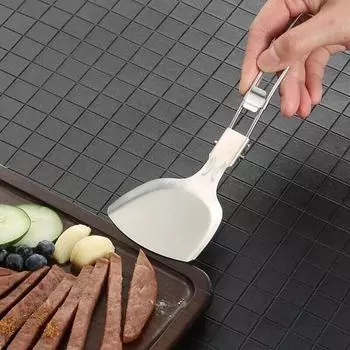 Посуда для кемпинга на открытом воздухе, складная ложка, половник из нержавеющей стали, устойчивая к истиранию, портативная кухонная ложка, инструмент для ложки