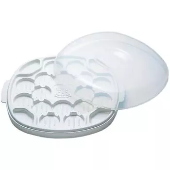 Посуда для микроволновой печи Tiger Crown, белая, 260 x 240 x 55 мм, полипропилен, для замороженных такояки, с канавкой и вытяжкой 2266 Takochin-kun