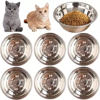 Посуда для собак, кошек, домашних животных, миска для питья, нержавеющая сталь, 6 предметов, для кормления, можно мыть в посудомоечной машине, диаметр 14 см, для ванны и ванны