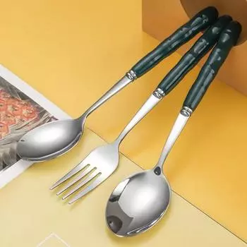 Посуда для ужина из нержавеющей стали. Пищевая нержавеющая серебряная ложка. Зеркальная полировка. Можно мыть в посудомоечной машине. Безвредная посуда с ручкой без заусенцев. C розовый