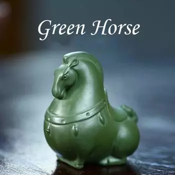 Посуда из искусственной бронзы, Маленькая лошадка, Украшения из фиолетового песка, Чайный столик, Бутиковая зеленая грязь, Чай из лошади Тан, Игривое творчество, Маленькие чайные питомцы One Size зелёный