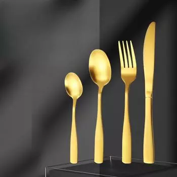 Посуда из нержавеющей стали 1010, гостиничный стейк, западная еда, утолщенный нож с квадратной ручкой, вилка и ложка, набор из четырех предметов knife чёрный