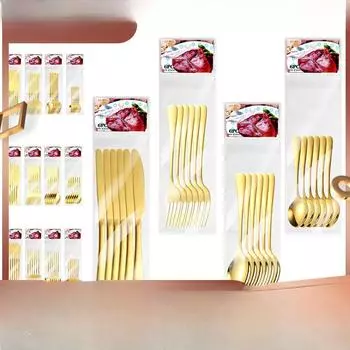 Посуда из нержавеющей стали 1010 с титановым покрытием. Четырехкомпонентный нож для стейка в стиле вестерн, 24 предмета. Вилка и ложка. small spoon 6 разноцветный