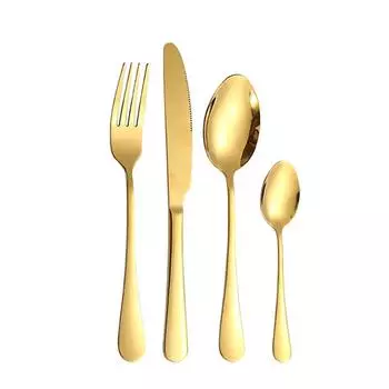 Посуда из нержавеющей стали 1010, золотая деревянная коробка, нож в стиле вестерн, 24 предмета, вилка и ложка, четыре основных ножа для стейка 34.5*25.5*5.4 разноцветный