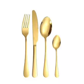 Посуда из нержавеющей стали, 24 набора ножей, вилка и ложка, нож для стейка в стиле вестерн, вилка и ложка, 1010 набор посуды 24set золотой