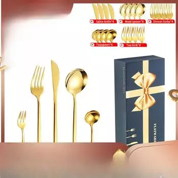 Посуда из нержавеющей стали, 45 предметов, нож для стейка в стиле вестерн, подарочный набор с вилкой и ложкой 45set красный/золотой