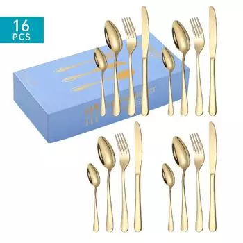 Посуда из нержавеющей стали, костюм из 16 предметов, набор из четырех предметов: нож, вилка и ложка, набор посуды в стиле западной еды, костюм