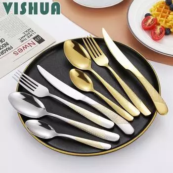 Посуда из нержавеющей стали, нож, вилка, ложка Creative Star Diamond Four Main Western Cow, набор ложек для стейка