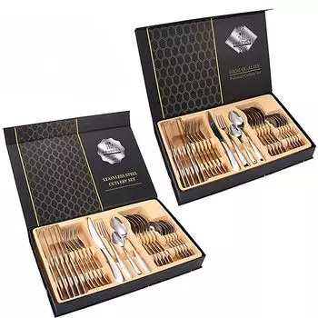 Посуда из нержавеющей стали Star Diamond Нож для стейка, вилка и ложка Отель Западная посуда 24 предмета Костюм Подарочный набор Костюм