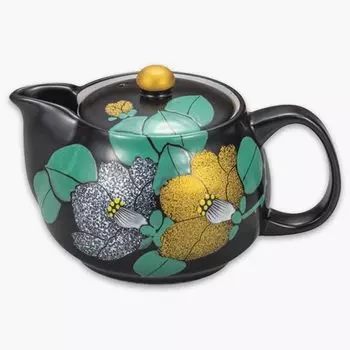 Посуда Кутани Горшок Иватая, чайник, ситечко для чая Золотая и серебряная камелия Посуда Кутани (с сеткой) К8-574
