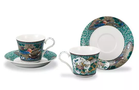 Посуда Кутани Иватая Пара чашек-блюдце Старый стиль Кутани и AP7-0905