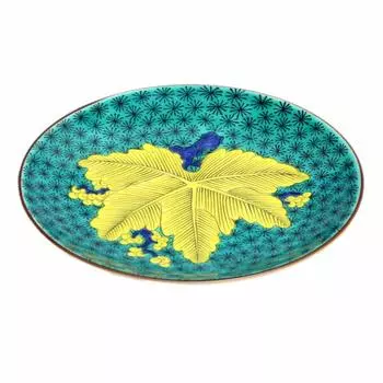 Посуда Кутани Печь для печи Сэйкоу 5 тарелок Старый Кутани Аотэ узор в виде листьев дерева Нет. МС-507 зелёный