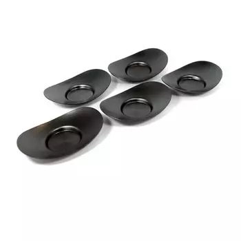 Посуда Sencha, чашка для чая Shuminedo, овальная форма, Ibushi, серебристая, полированная, нержавеющая сталь, 3 размера, набор из 5 шт. C-29