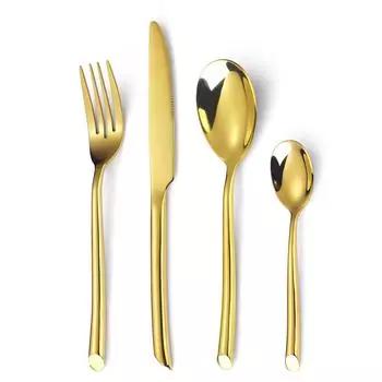 Посуда в стиле вестерн из нержавеющей стали, нож для стейка, креативный гостиничный домашний нож с круглой ручкой, наклонный хвостовой нож, вилка, ложка, зеркало, глянцевое чёрный