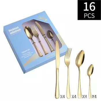 Посуда в стиле вестерн из нержавеющей стали, костюм из 16 предметов, подарочная упаковка с отверстиями оконного типа, нож для стейка, вилка и ложка на 4 человека, костюм столовой посуды